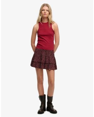Superdry – gestufter minirock - Rot