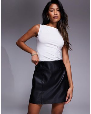 River Island Faux Leather Pocket Detail Mini Skirt - Black