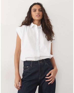 Miss Selfridge Sleeveless Bubble Hem Shirt - White