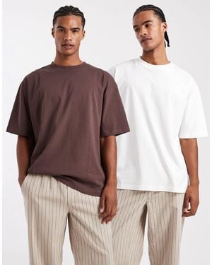 ASOS Essentials 2 Pack Oversized T-shirts - Brown
