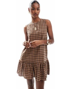 ONLY Sleeveless Drop Hem Mini Dress - Brown