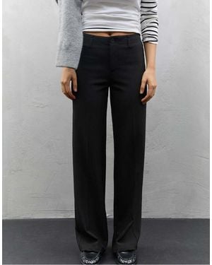 Stradivarius Smart Slim Fit Straight-leg Trousers - Black