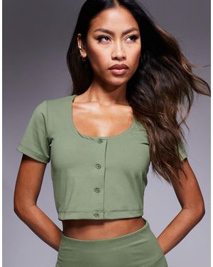 4505 Studio Soft Touch Active Short Sleeve Cardigan - Green
