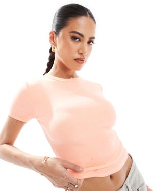 River Island Camiseta Color Melocotón Con Diseño Encogido De -Rosa