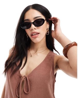 Pieces Oval Framed Sunglasses With Tint Lense - Brown