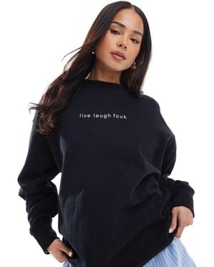 French Connection Fcuk Sweatshirt With Live Laugh Slogan - Black
