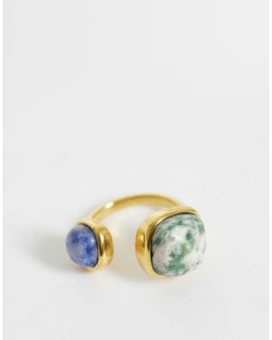 ASOS Stainless Steel Wrap-around Ring With Semi-precious Stones - Metallic