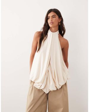 ARRANGE Blouson Low Back Halter Top - Natural