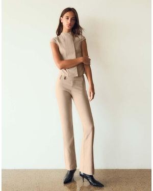 Bershka Bengaline Flared Trousers - White