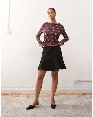 Monki Structured Hem Mini Skirt - Black
