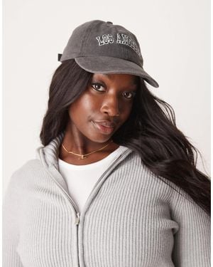 ASOS Washed Slogan Cap - Gray