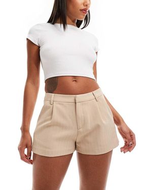 Miss Selfridge Hot Pants Squadrati Sartoriali Gessati - Bianco