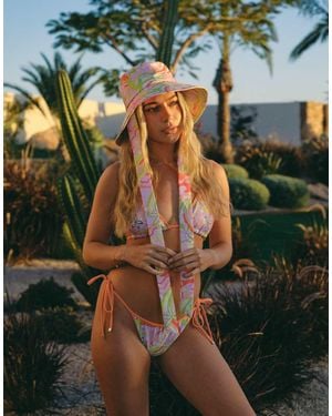 South Beach X Liv Silverman Floral Print Oversized Sun Hat - Pink