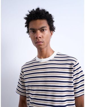 TOPMAN Premium Stripe Crop Fit T-shirt - White
