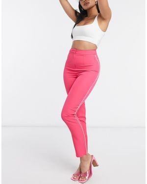 Club L London Club L Tailored Skinny Pant With Diamante Detail - Pink