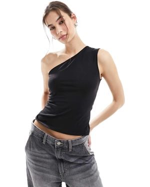 Weekday Cindy One Shoulder Top - Black