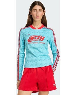 adidas Originals Maglia A Maniche Lunghe Fasciante Luminoso Con Motivo Stampato Stile Calcio - Rosso