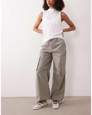 Missy Empire Cargo Tie Waist Pocket Detail Balloon Leg Trousers - Grey