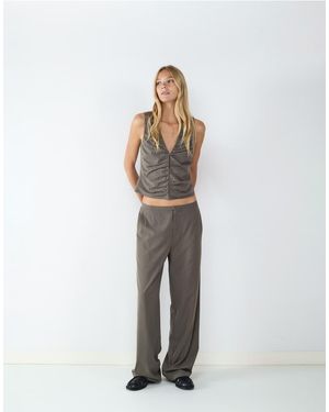 Balmohk Pantalones Gris Tormenta De Pernera Recta De - Blanco