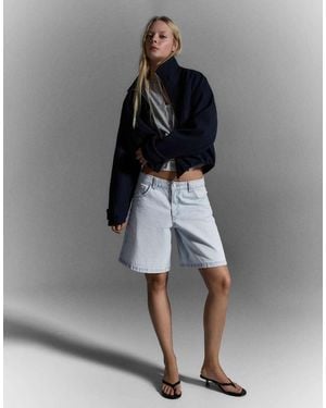 Bershka baggy Denim Shorts - Grey
