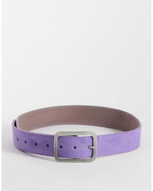 ASOS Waist And Hip Square Buckle Suede Belt - Purple