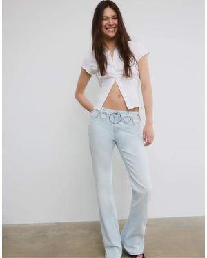 Stradivarius Petite – d67 – bootcut-jeans - Grau