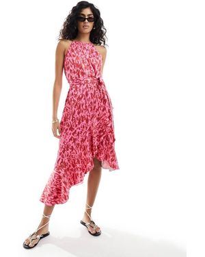 Style Cheat Halterneck Cami Midi Dress With Tie Waist - Red