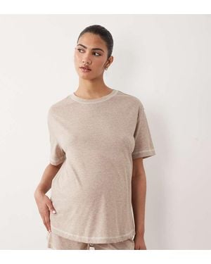 ASOS Asos Design Maternity Essentials Oversized Tee And Short Pyjama Set - Natural
