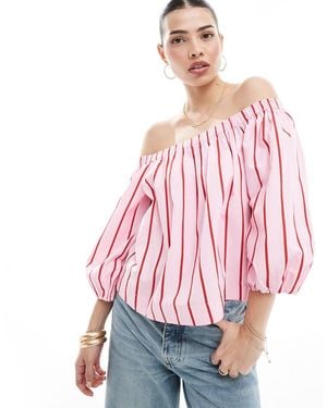 Stradivarius Off Shoulder Top - Pink