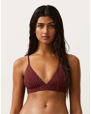 Oysho Geometric Jacquard Triangle Bikini Top - Red