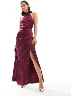 TFNC London – hochgeschlossenes satin-maxikleid - Lila