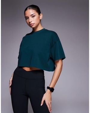 4505 Icon Heavyweight Cotton Cropped T-Shirt With Quick Dry Finish - Blue