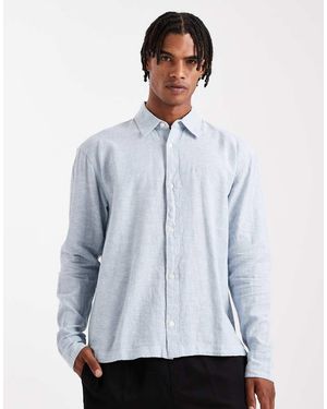 Hollister Long Sleeve Linen Blend Shirt - Blue