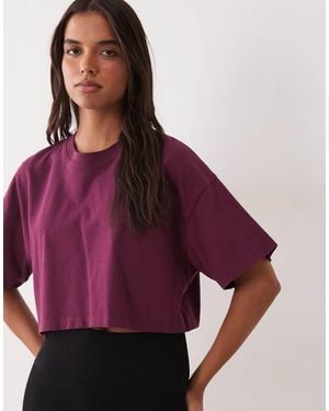 4505 Icon Heavyweight Cotton Cropped T-shirt With Quick Dry Finish - Purple