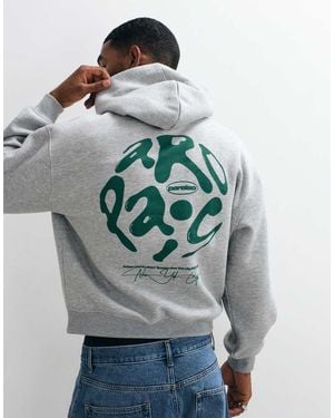 ASOS Felpa Oversize Squadrata Con Stampa Pigmentata Mélange - Grigio