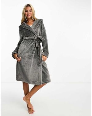 ASOS Super Soft Fleece Midi Robe - White