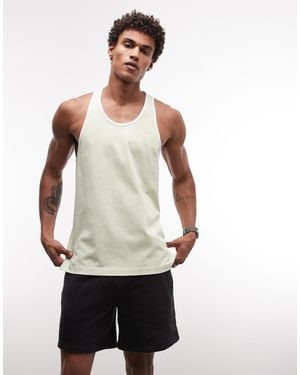 4505 Cotton Ringer Tank Top With Quick Dry Finish - White