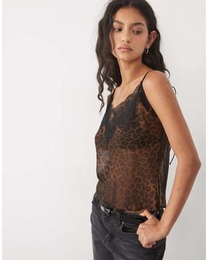 Mango Top Con Spalline Sottili E Profilo - Marrone
