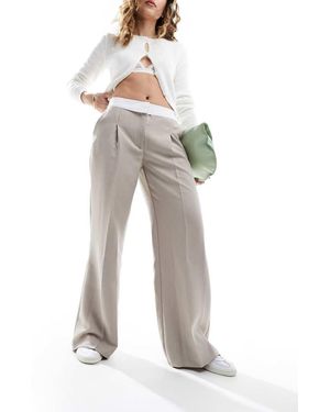 Miss Selfridge Fold Over Waistband Trousers - Grey
