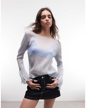 Monki Sheer Floaty Long Sleeve Top - White