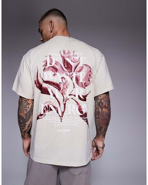 Sixth June Botanical Motif Back Print T-shirt - Grey