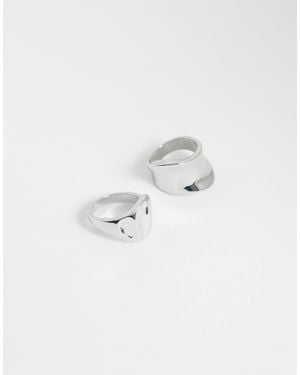 Reclaimed Vintage – 2er-pack unisex-ringe - Weiß