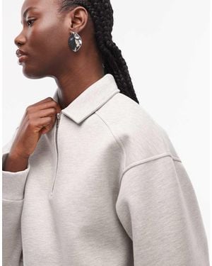 ASOS Half Zip Rugby Collar Sweatshirt - Grey