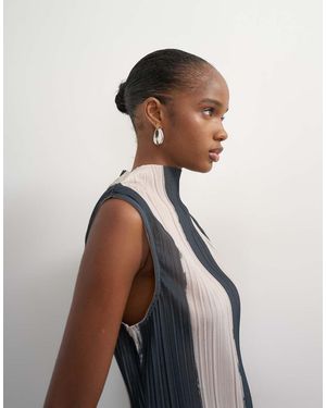 TOPSHOP Top Plisado De Cuello Alto En Monocromo-Multi - Blanco