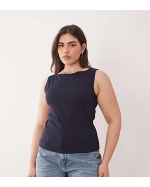 Brave Soul Brave Soul Curve High Neck Vest Top - Blue