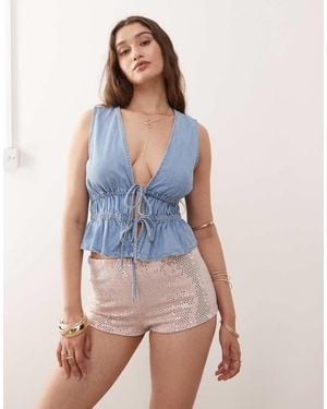 Miss Selfridge Festival Sequin Booty Short - White