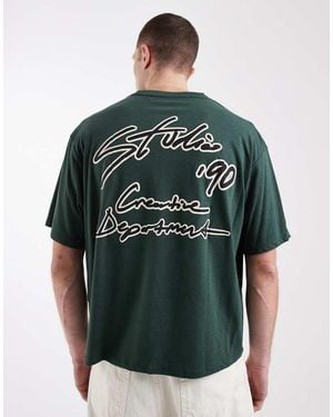 Jack & Jones Boxy Oversized T-shirt With Studio Back Print - Green