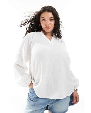 ONLY Cheesecloth V Neck Blouse - White