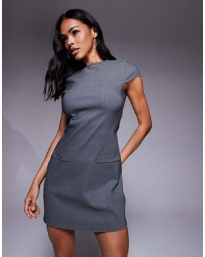 ASOS Cap Sleeve Structured Mini Dress With Pocket Detail - Grey