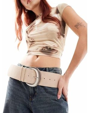 Monki Faux Leather Wide Hip Belt - Natural